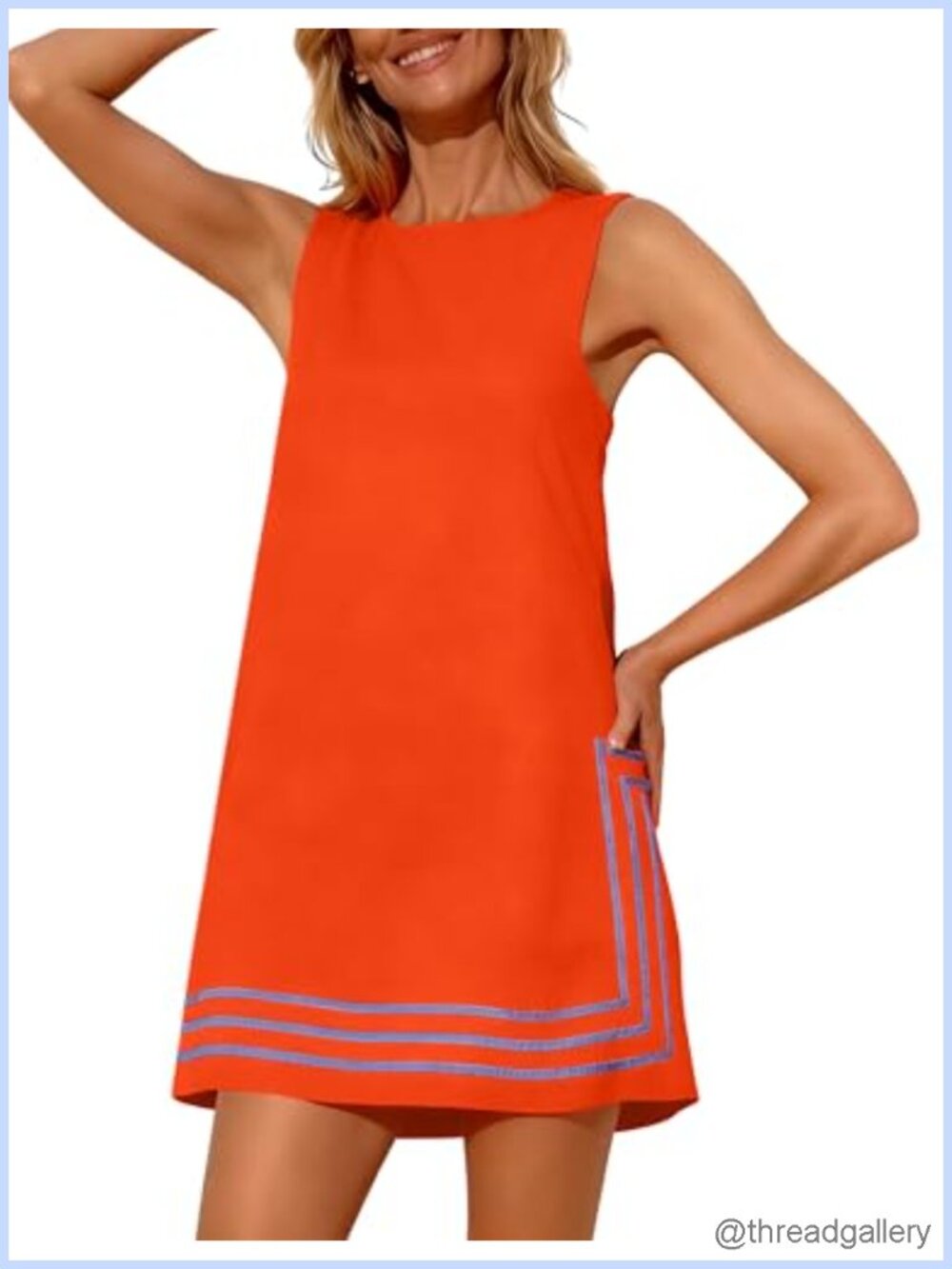 Sleeveless A-Line Mini Sundress with Keyhole Back and Color Block Stripes